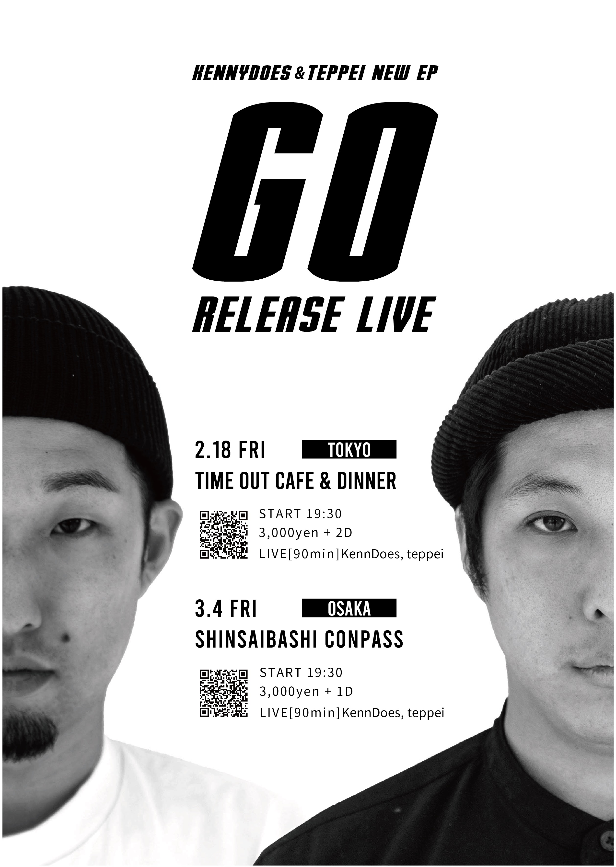 KennyDoes, teppei「Go ep」Release LIVE at.Time Out Cafe & Diner